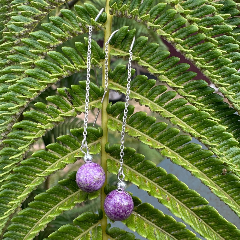 Handmade Atlantisite Threader Chain Exquisite AAA 9mm Sterling Silver Earrings